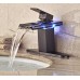 Rozin LED Light Glass Spout Waterfall Bathroom Sink Faucet with 8" Holes Cover Plate Oil Rubbed Bronze - B016HQ9I58